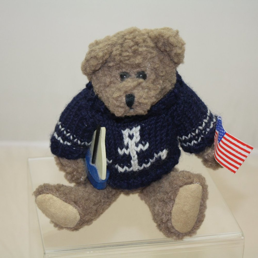 Berkeley Designs Teddy Bear Blue Anchor Sweater with Boat and Flag Poseable